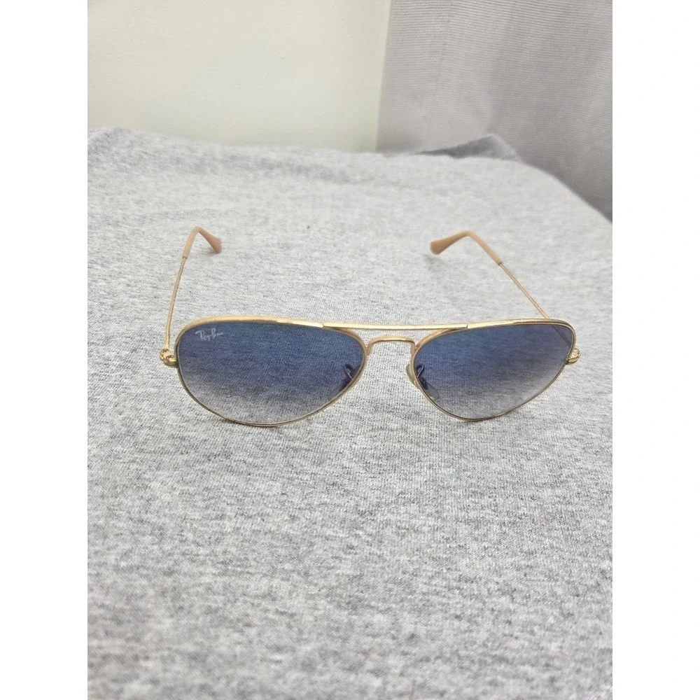 Authentic Ray-Ban Aviator Gold Frame Blue Lens 58 14 Vintage Sunglasses Mens